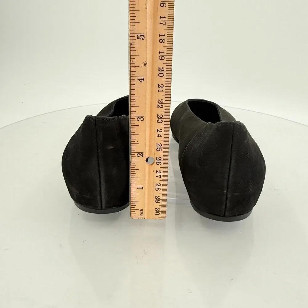 Eileen Fisher Womens Una Hidden Wedge Ballet Flats Sz 6.5 Black Suede Round Toe